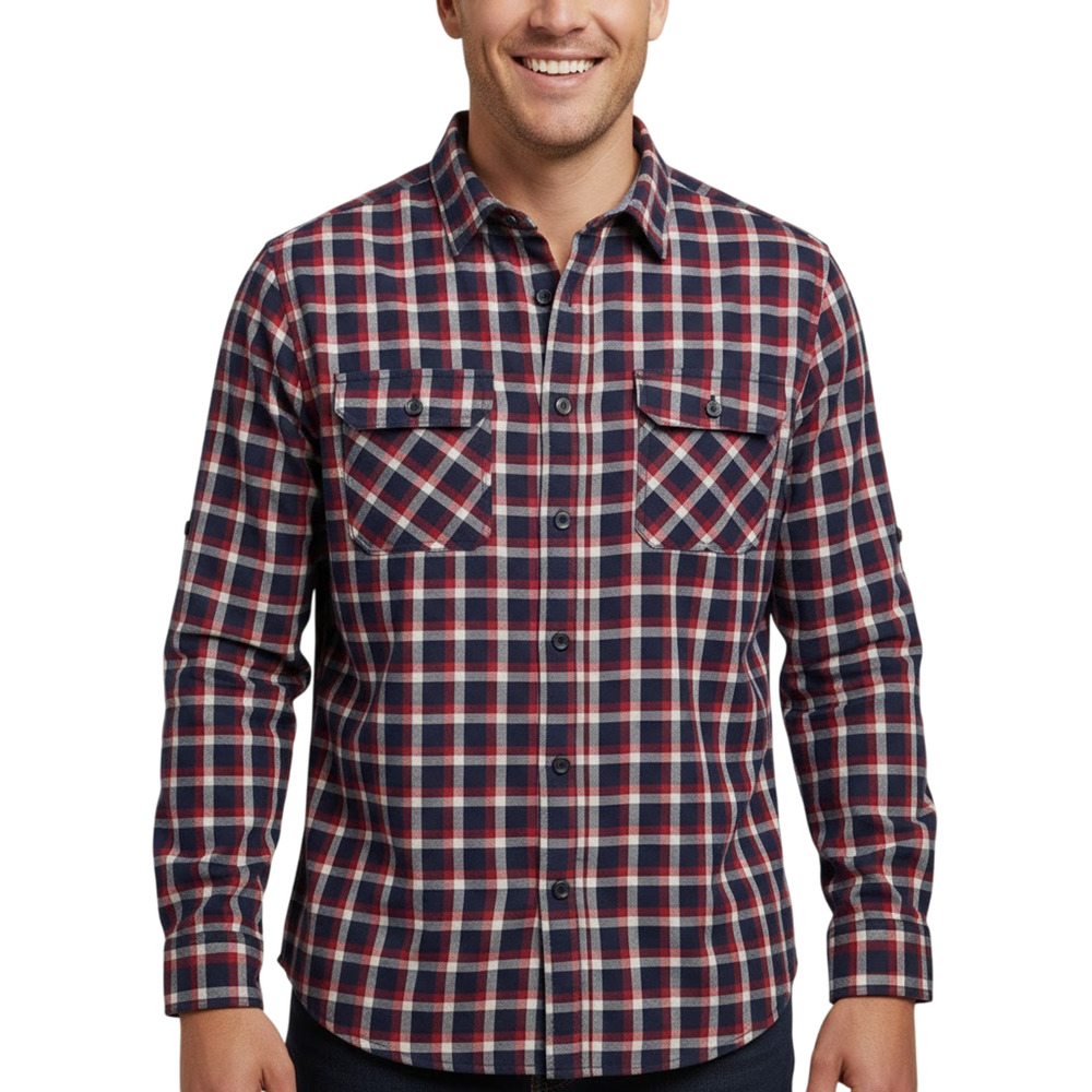 Alesbury Long Sleeve Button Up Shirt Navy Red Check Cotton NWT Size Medium